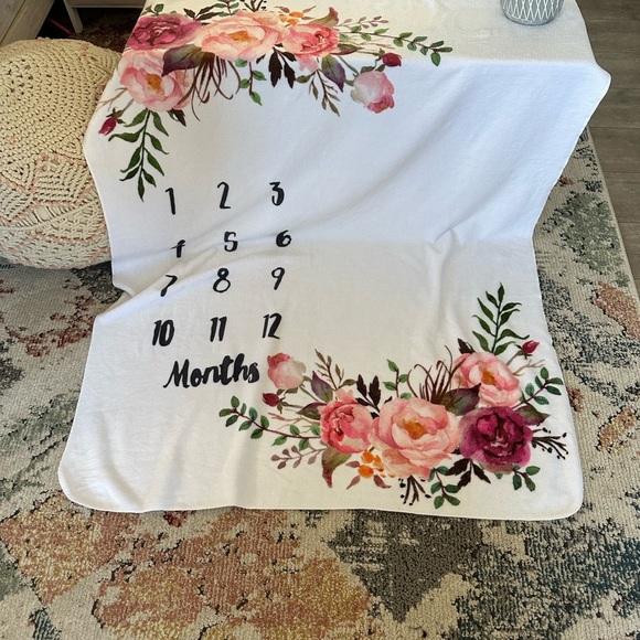 New Floral Baby Gurl Milestone Blanket 40x50” Baby Girl Milestone Blanket Floral - Picture 7 of 16